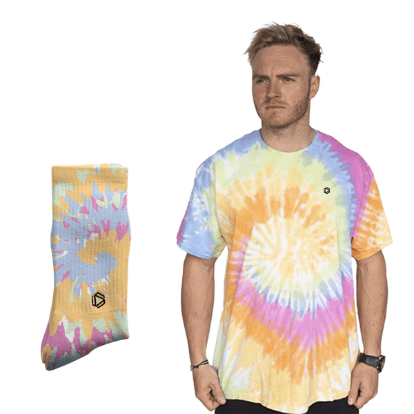 Regenbogen Wirbel T-Shirt & Socken Kombi