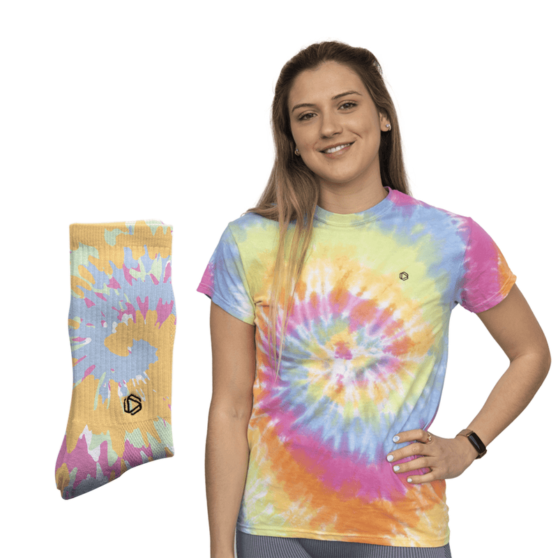 Regenbogen Wirbel T-Shirt & Socken Kombi